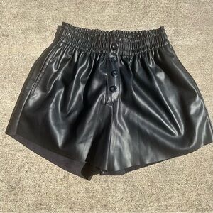 High Waist Black Faux Leather Shorts   PM5